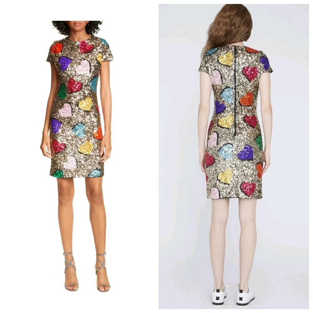 Alice + olivia Nat Heart Sequin Mini Dress Size 0 - Picture 6 of 16